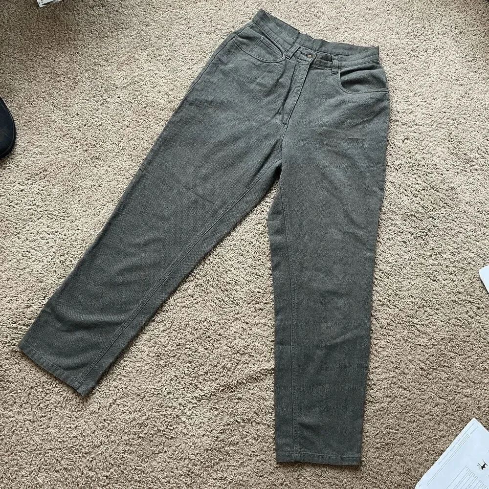 VTG Woolrich John Rich & Bros Herringbone Pants Olive Green High Rise 8